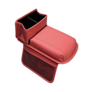 Imagem de JicSuXi Tampa do console do centro de carros, almofada de descanso de braço, acessórios de interiores, capa universal e impermeável para apoio de braço para, Vermelho
