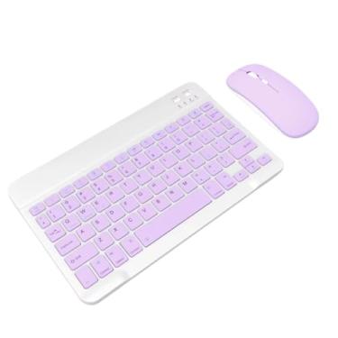 Imagem de Teclado E Mouse Colorido Bluetooth Portátil Leve Silencioso (Lilás)