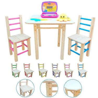 Imagem de Mesinha Infantil Colorida De Madeira Com 2 Cadeiras Dsm - JANETS LTDA