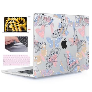 Imagem de YSCLBAHUK Capa compatível com MacBook Air 15 nch 2024 2023 M3 A3114 M2 A2941, capa rígida, capa de teclado, protetor de tela e filme trackpad para Mac Air 15,3 polegadas Retina Display e Touch ID,