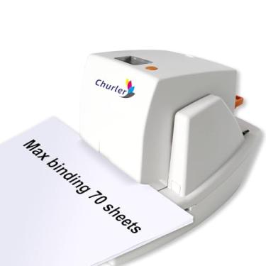 Imagem de Grampeador elétrico resistente automático com 5500 grampeadores, capacidade de encadernação de 70 folhas, silencioso e anticongestionamento para escritório/escola