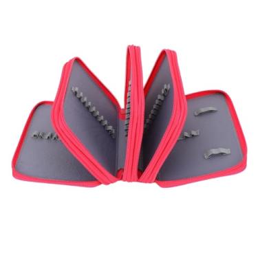 Imagem de Oxford 72 Slots 4 Compartamentos Caixa de Lápis, Design de Cores Puro Fácil de Manter Arrumada Lápis Longa Lápis Bolsa para Caneta Em Gel e Muito Mais (preto) (Rosa vermelha)