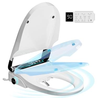 Imagem de Assento sanitário de bidê elétrico, tampa de abertura e fechamento automático, assento de vaso sanitário aquecido com água quente termostática e secadora, lavagem feminina e frontal traseira, pressão