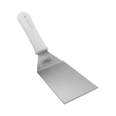 Imagem de Espatula Cabo Branco Curva 90mm De Aço Inox Chapeiro Pizza G16 - Aisa
