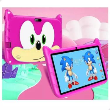 Imagem de Tablet Infantil Rosa 64GB Android 13 4GB RAM Quadcore, Câmera 4MP, WiF