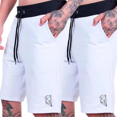 Imagem de Kit 2 Bermuda Plus Size Moletom Shorts Masculino Tamanho Especial Confortável Treino Academia-Masculino