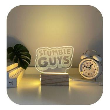 Imagem de Luminária Quarto Jogo Stumble Guys 3d Led Abajur Madeira - XauCenter, 