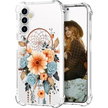Imagem de Hungo Capa compatível com Samsung Galaxy S24 FE para mulheres meninas design claro fofo, feminino protetor S24FE designer apanhador de sonhos flores