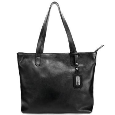 Imagem de Bolsa Feminina Sacola Grande em Couro Legitimo Road Seven, Preto