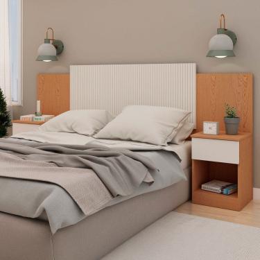 Imagem de Cabeceira King Extensível Roma 2 Gavetas Cinamomo/Off White - Genialflex
