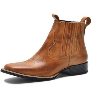 Imagem de Bota Texana LOOKSTOCK em Couro Cano Curto Bordada Masculina-Masculino