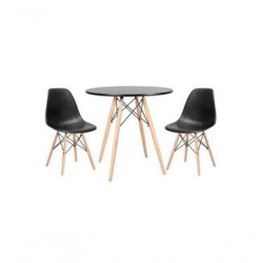Imagem de Kit - Mesa Redonda Eames 70Cm Preto 2 Cadeiras Dsw Preto - UNIVERSAL M