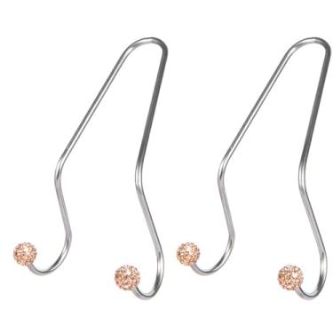 Imagem de MINGZAIQIPEI Decorações de gancho de encosto de cabeça de carro, 2 peças de gancho brilhante, ganchos inoxidáveis cabides de carro e suporte de banco traseiro durável, armazenamento universal (pêssego