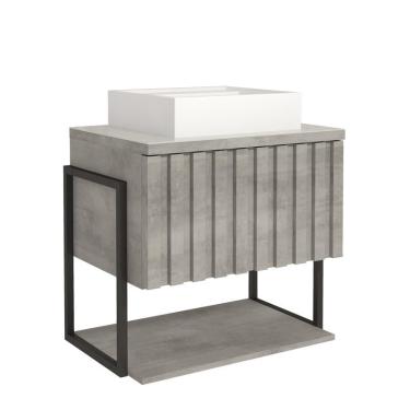 Imagem de Gabinete de Banheiro Frise com Cuba 60cm Cimento - mgm