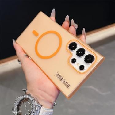 Imagem de HPQWN Para S24 Ultra Matte Double Color Case Magnetic Hard Pc Slim Cover (Para S24 Ultra/Laranja)