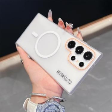 Imagem de HPQWN Para S24 Ultra Matte Double Color Case Magnetic Hard Pc Slim Cover (Para S24 Ultra/Branco)