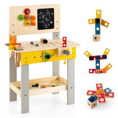 Imagem de Banco de ferramentas Bancada de trabalho infantil de madeira Costzon com 41 ferramentas de brinquedo