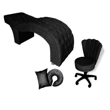 Imagem de Kit Maca M1 70 + Mocho Pétala + Kit Almofadas Veludo Preto - In9 Decor