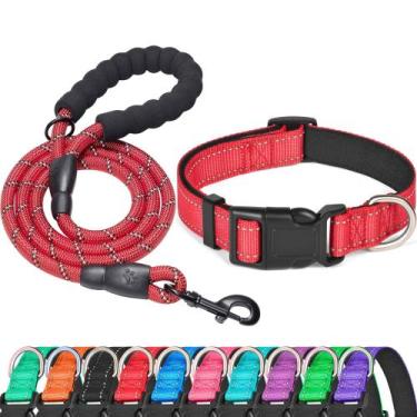 Imagem de Conjunto de coleira e coleira para cães Ladoogo Reflective Neoprene pa