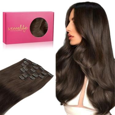 Imagem de WENNALIFE Extensões de cabelo humano real, 35,5 cm 120 g 7 peças de cabelo Remy, marrom chocolate liso natural colorido extensões De Cabello Humano Con Clip Ins
