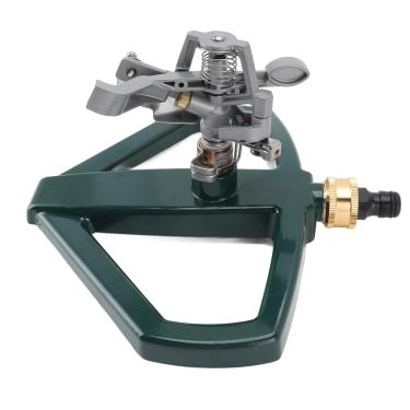 Imagem de Qanyegn Sprinkler rotativo, aspersor de gramado com base de metal, rotação de 360 ​​graus Cobertura de grande área ajustável (Prata)