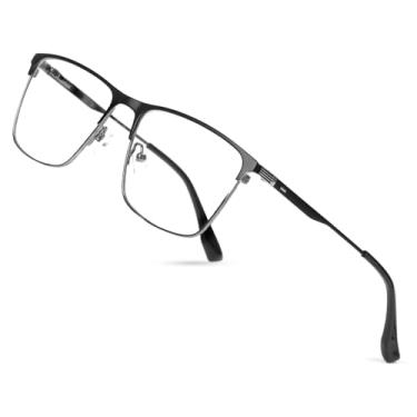 Imagem de Saraudy Óculos de lente transparente para homens, armação leve para homens, óculos sem grau, lentes substituíveis, Aro completo preto, 54mm