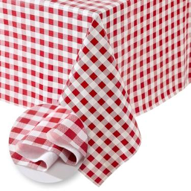 Imagem de Elrene Home Fashions Tecido de vinil xadrez Gingham – corte de 3 metros, capa protetora de mesa para mesas de jantar e cozinha, decoração ou artesanato DIY, vermelha, 137 x 274 cm