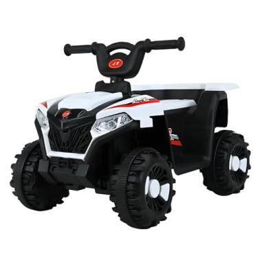 Imagem de Quadriciclo Elétrico Infantil ATV 6V com Farol LED, Som de Motor e Música – Bateria Recarregável – SUporta até 30kg (Branco)