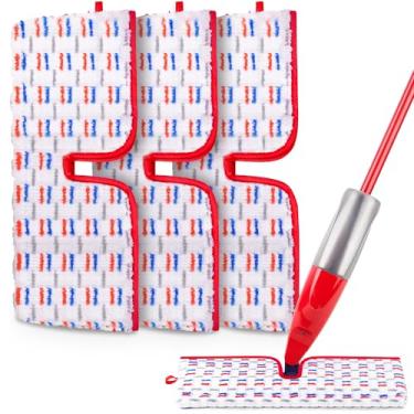 Imagem de Almofadas de esfregão de microfibra compatíveis com esfregão spray O-Cedar Promist MAX, refil de esfregão reutilizável, cabeças de esfregão de substituição, almofadas de microfibra espessas, almofadas de microfibra úmidas e secas, uso em dois lados para limpeza de piso (pacote com 3)