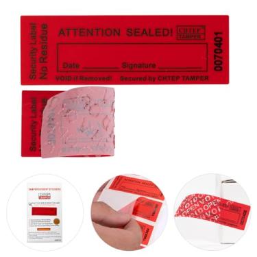 Imagem de Etiquetas de segurança ChtepTamper 100 peças sem transferência invioláveis ótimas para envio de mercadorias, troca de arquivos de agência, proteção de privacidade ou mais (número de série 2 x 6 cm
