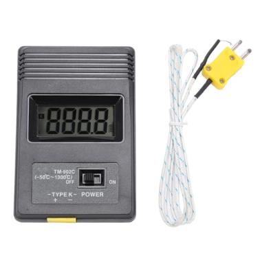 Imagem de Termômetro Digital Sensor Tipo K Detector de Temperatura do Termômetro LCD, Aço de Qualidade Industrial, Compacto e Leve, para Medição de Gases e Líquidos, Com Grande Display