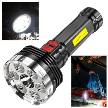 Imagem de Lanterna Recarregável USB com 7 LEDs, Luz Lateral e Alça Ideal para Tr