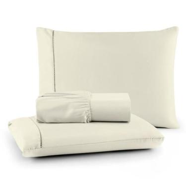 Imagem de Roupa de Cama Lençol Casal 200 Fios Algodão 3 Peças em Ponto Palito An