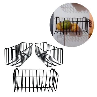Imagem de Kit 3 Cesto Fruteira de Parede 25x11cm Aramado para Cozinha Banheiro Lavanderia Organização Multiuso N2