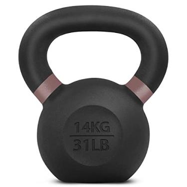Imagem de Yes4All Kettlebell de ferro fundido revestido a pó único marrom - Conjunto de peso Kettlebells para treinamento de força de 14 kg para treino de corpo inteiro, academia em casa