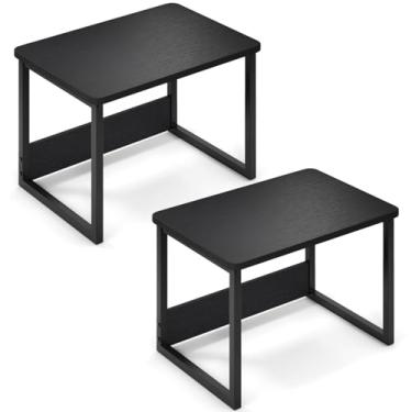Imagem de MARTY Suporte para impressora de mesa, pacote com 2 unidades com armazenamento para mesa, organizador de prateleira para impressora de casa/escritório, mesa pequena para scanner de fax (preto)