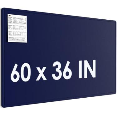 Imagem de MaxGear Quadro de avisos extragrande 152,4 cm x 91,4 cm, placa de feltro dobrável, placa de cortiça para escritório, casa, escola, quadros de pinos pequenos para paredes, quadro decorativo azul escuro