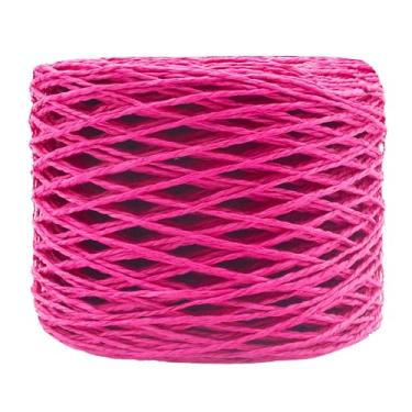 Imagem de Mandala Crafts Fio de ráfia rosa choque para crochê, fita natural, fio de papel ráfia para artesanato - 200 m de cordão de ráfia natural para decoração