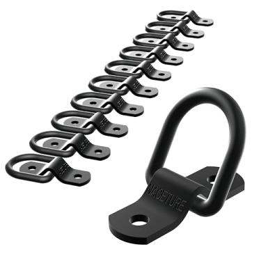 Imagem de Gancho de âncora de amarração para motocicleta, liga de aço resistente, pacote com 10 - Acessórios de anéis de amarração para caminhão, campista, trailer, caminhonete (preto pacote com 10)
