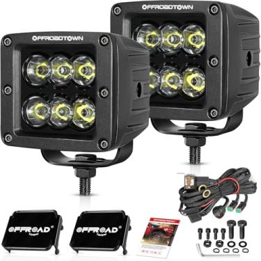 Imagem de OFFROADTOWN Cubos De Led 3 Polegadas 120 W Cree Led Pods Com Chicote De Fiação E Capa Preta Luzes De Direção Luz De Vala Spot Off Road Luzes Para Caminhão Pickup Utv Atv Suv Barco 4X4 Carro