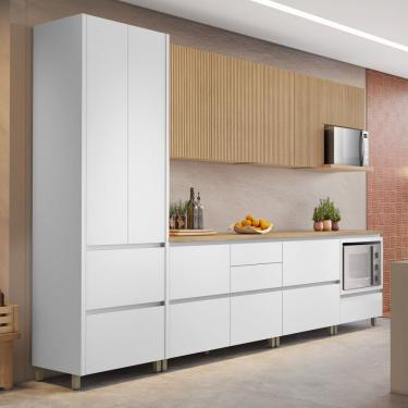 Imagem de Cozinha 7 Peças 9 Portas 8 Gavetas Nichos Forno Rainha 100% Mdf Branco/nature