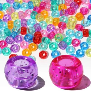 Imagem de Richbunnys 1000 contas de pônei de plástico multicoloridas a granel para artesanato, 6 * 9 mm cores sortidas contas de cabelo, incluindo preto, vermelho, azul, branco para fazer pulseiras, pingentes