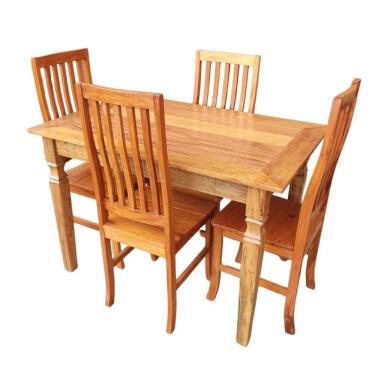 Imagem de Mesa De Jantar Madeira De Demolição 1,20x 0,80 Com 4 Cadeiras Anatômico Alta Sudeste Rustico