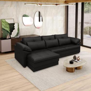 Imagem de Sofá Retrátil Manual Sala de Estar Nolan Bipartido 332cm Conforto Prem