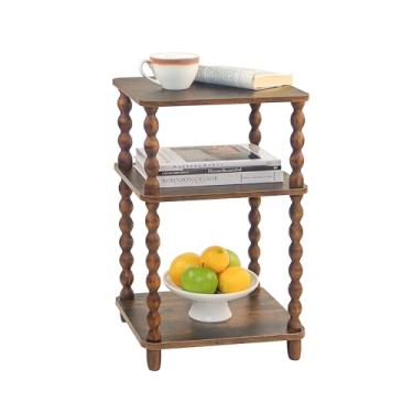 Imagem de Fultyle Mesa lateral, mesa de canto pequena com prateleira de armazenamento, mesa de cabeceira moderna para sala de estar, quarto, escritório e espaços pequenos (marrom rústico)