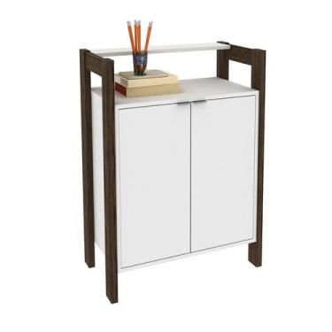 Imagem de Armário Baixo Multiuso 2 Portas 65x90,5x35,5 cm Branco/Nogal - Tecnomo