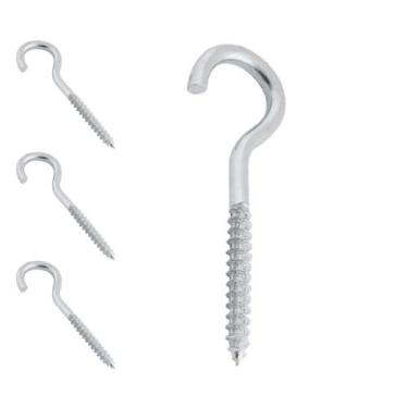 Imagem de Kit 4 Parafuso Gancho 4,4X70 Para Bucha 8mm Aço Parede Tela Rede Prote