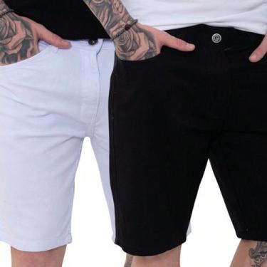 Imagem de Kit 2 Bermudas Masculina  Preto e Branca  Básica Premium Comfort Elega