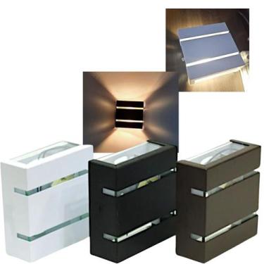 Imagem de Kit 05 Arandela de Parede Slim Bivolt Dois Fachos Luz LED Externa e In