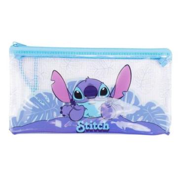 Imagem de Estojo Necessaire Transparente Stitch Menina 11.5x21cm Disney
